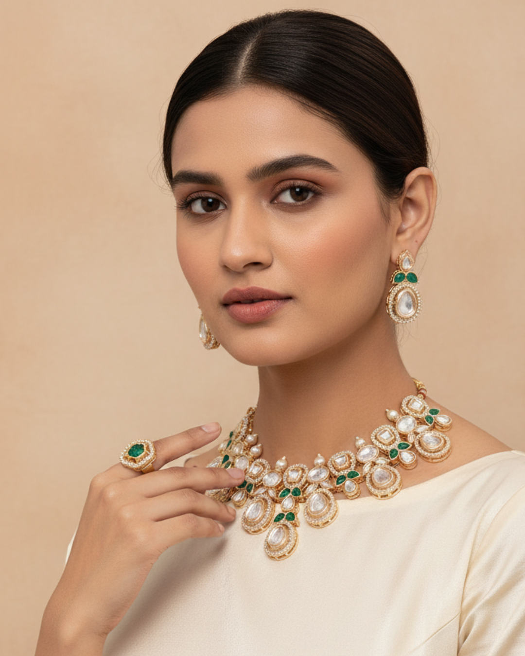 Kundan Choker Necklace with Earing Set